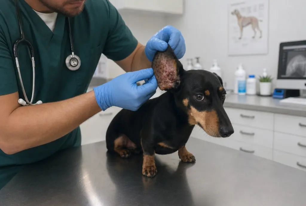 Hardened tartar on dog teeth